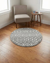 Mediterranean Lattice Collection Area Rug - Santorini (Gray) Round Gray  lifestyle 81