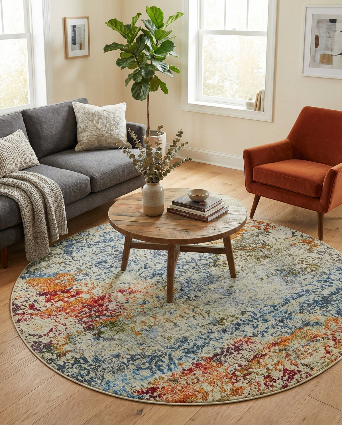 Caribbean Breeze Collection Area Rug -  Isla Round Cream  lifestyle 62
