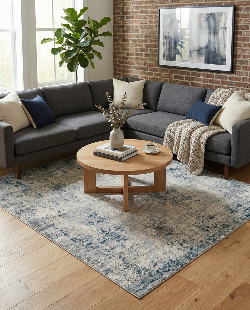 Aegean Elegance Collection Area Rug -  Milos Square Gray Blue  lifestyle 70