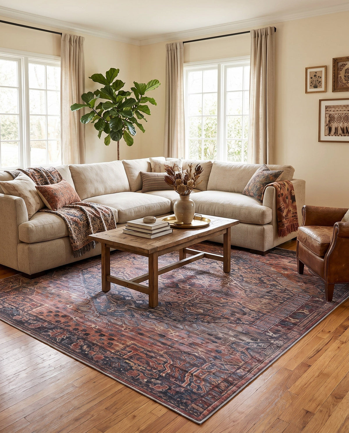 Zahara Oasis Collection Area Rug -  Meknes Square Antique Pink  lifestyle 89