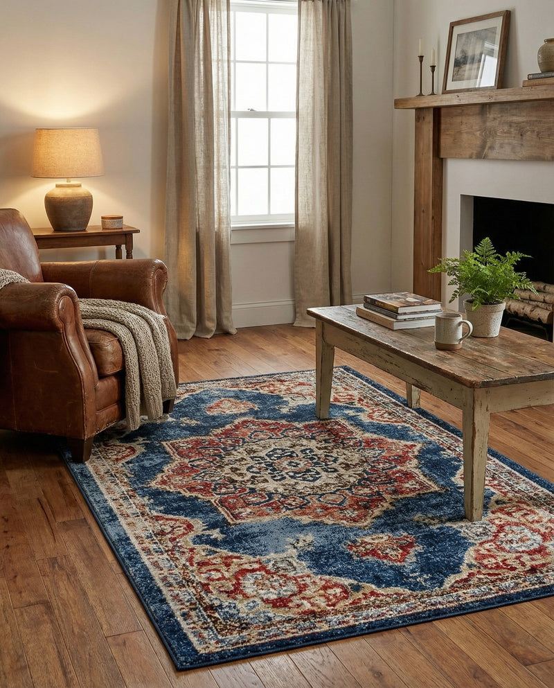 Eden Oasis Collection Area Rug -  Tranquility (Dark Blue) Rectangle Dark Blue  lifestyle 25