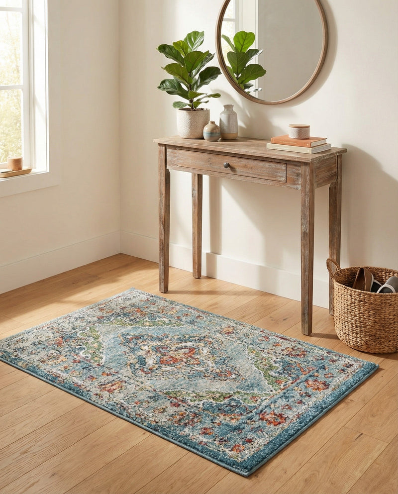 Savannah Soiree Collection Area Rug - Serengeti (Blue) Rectangle Blue  lifestyle 11