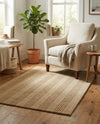 Hampton Stripes Wool Collection Area Rug - Montauk Rectangle Beige  lifestyle 44