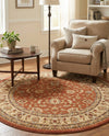 Jaipur Elegance Collection Area Rug -  Nahargarh (Brick Red Light Rose) Round Brick Red Light Rose  lifestyle 54