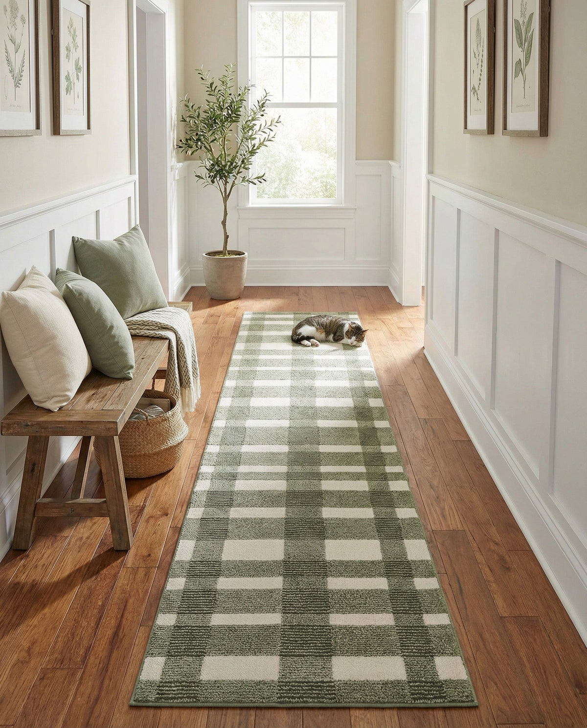 Haven Tapestry Collection Area Rug -  SereneCove Runner Vintage Army Green  lifestyle 54