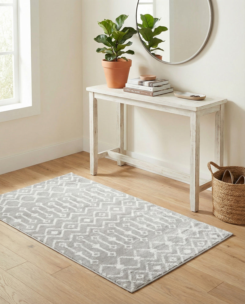 Marrakech Lattice Collection Area Rug - Medina (Light Gray) Rectangle Light Gray  lifestyle 24