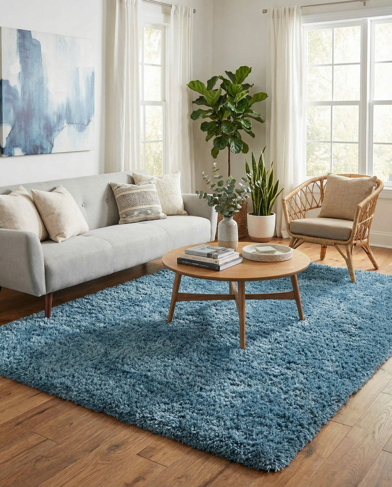 Eternal Plush Oasis Collection Area Rug -  Tranquility (Aegean Blue) Rectangle Aegean Blue  lifestyle 11