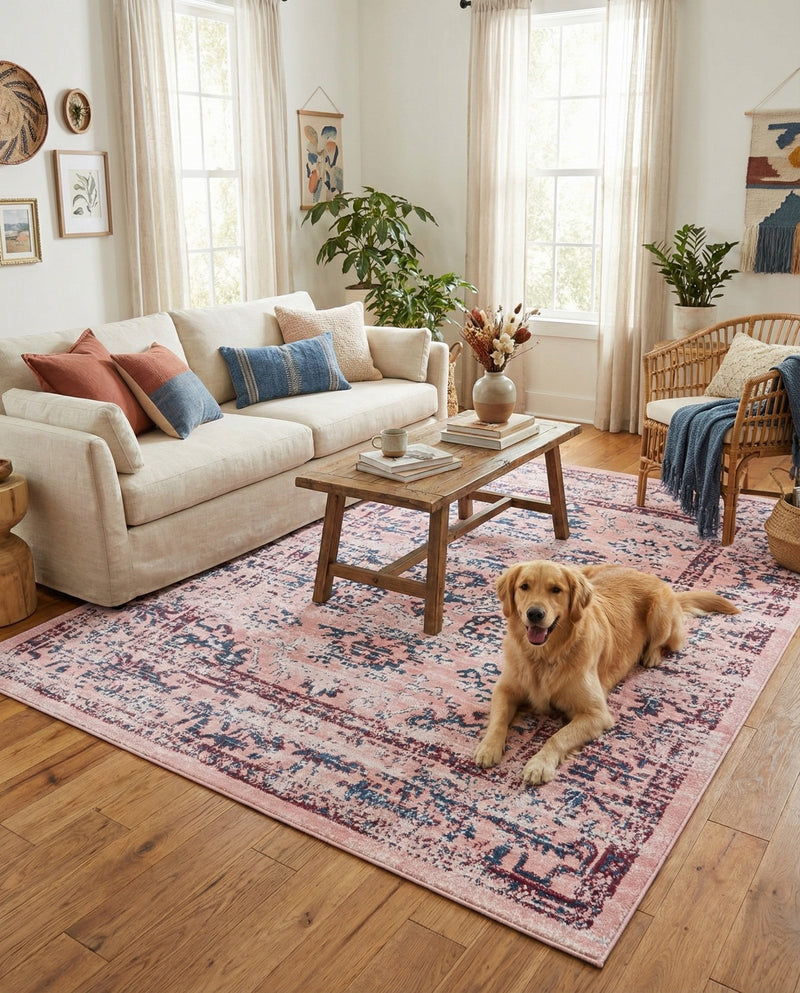 Savannah Elegance Collection Area Rug - Magnolia Rectangle Pink  lifestyle 31