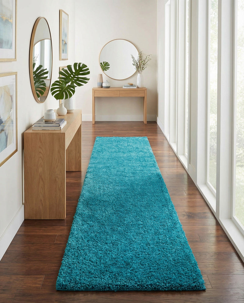 Plush Oasis Collection Area Rug - Serenity (Turquoise) Runner Turquoise  lifestyle 54
