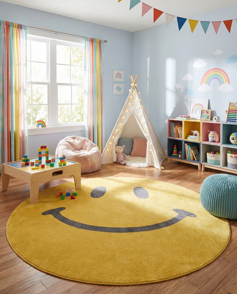 Wonder Tykes Collection Area Rug -  Zest Round Yellow  lifestyle 8