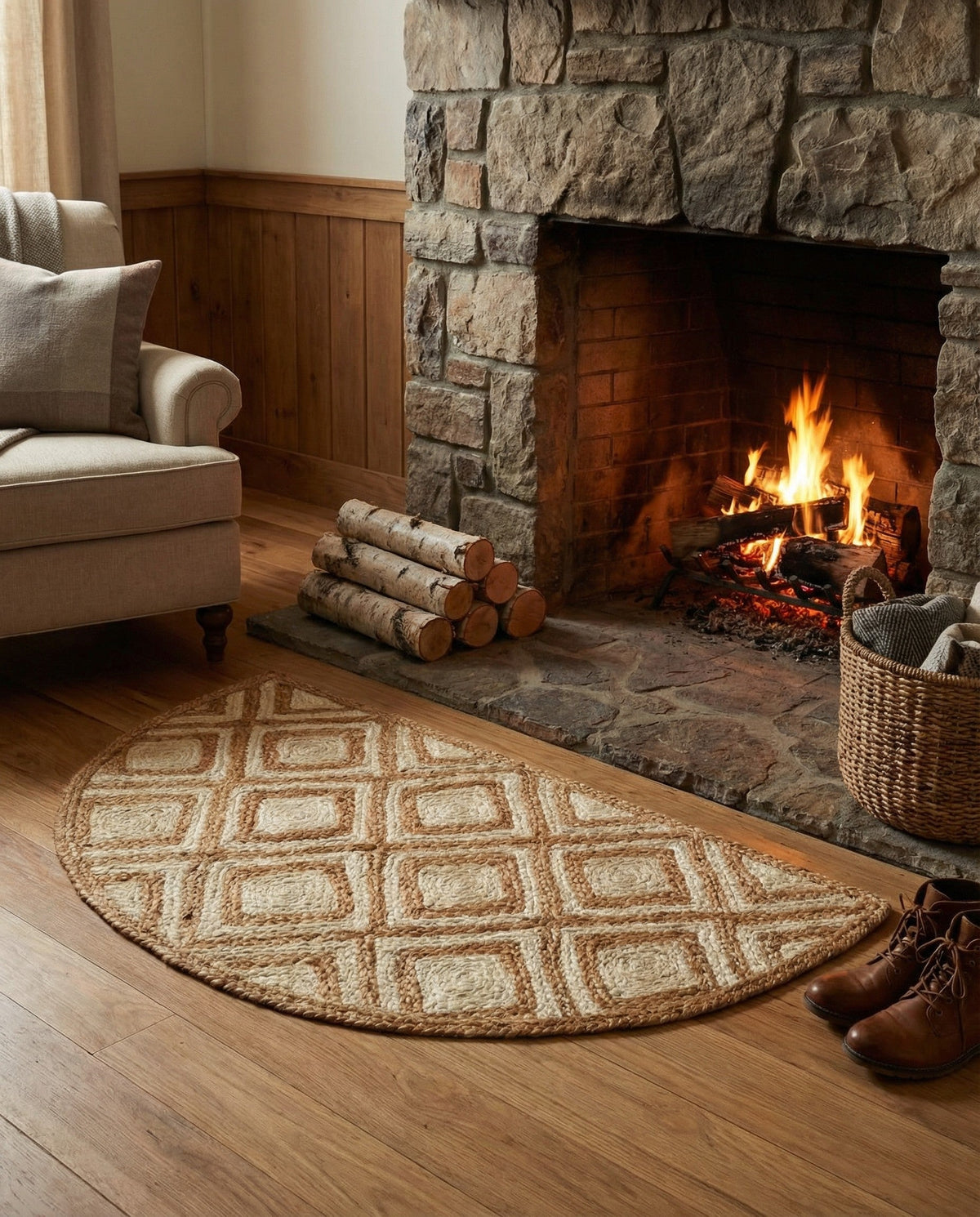 Woven Seaside Jute Collection Area Rug - Marina Hearth Natural  lifestyle 82