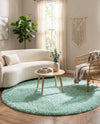 Eternal Plush Oasis Collection Area Rug -  Tranquility (Cyan) Round Cyan  lifestyle 30