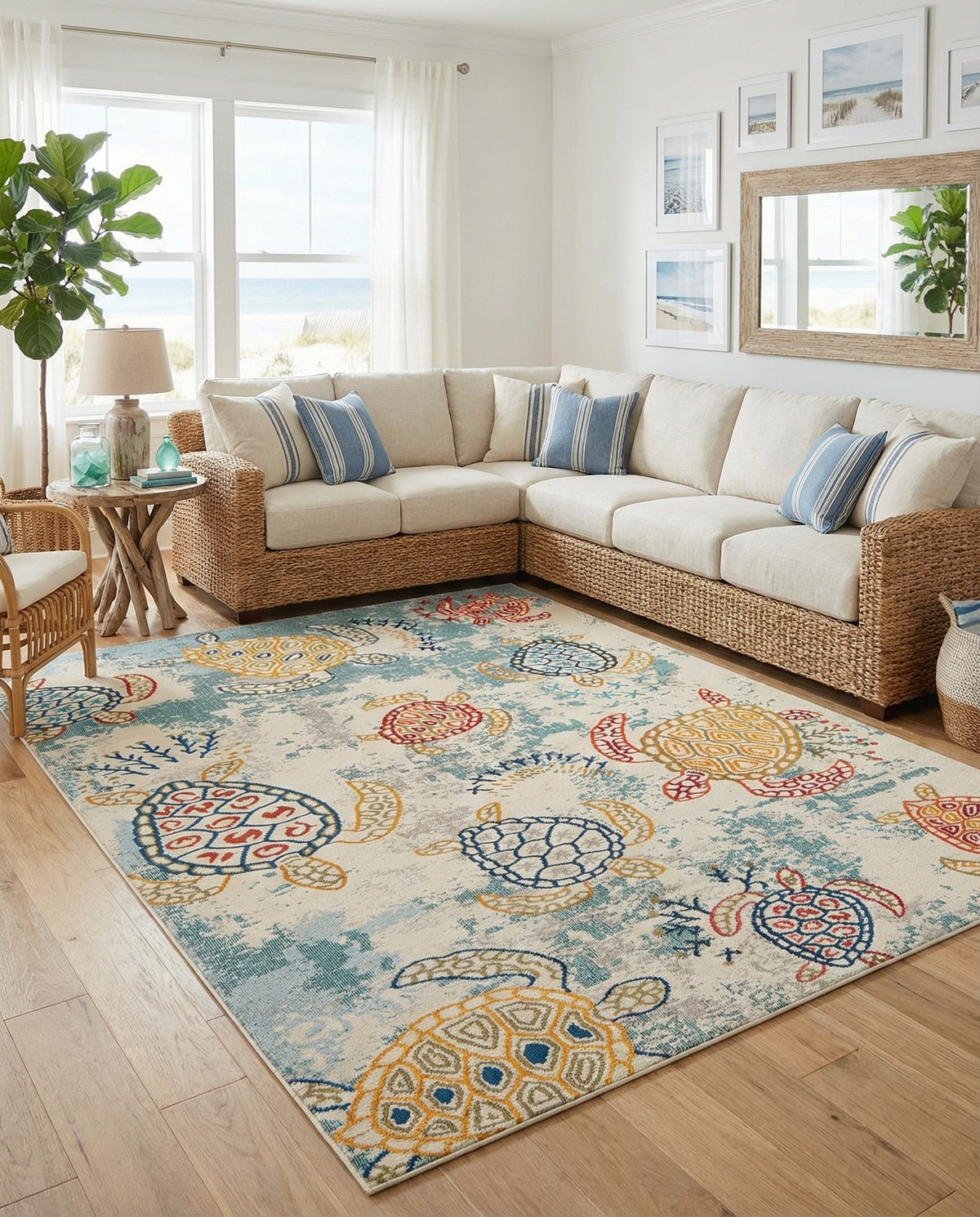 Sorrento Shores Collection Area Rug -  Massa Rectangle Beige  lifestyle 36