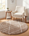 Cozy Haven Shag Collection Area Rug - Serenity (Khaki) Round Khaki  lifestyle 49