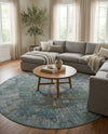 Caribbean Breeze Collection Area Rug -  Martinique Round Turquoise  lifestyle 55