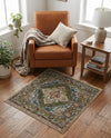 Savannah Soiree Collection Area Rug - Serengeti (Green) Square Green  lifestyle 48