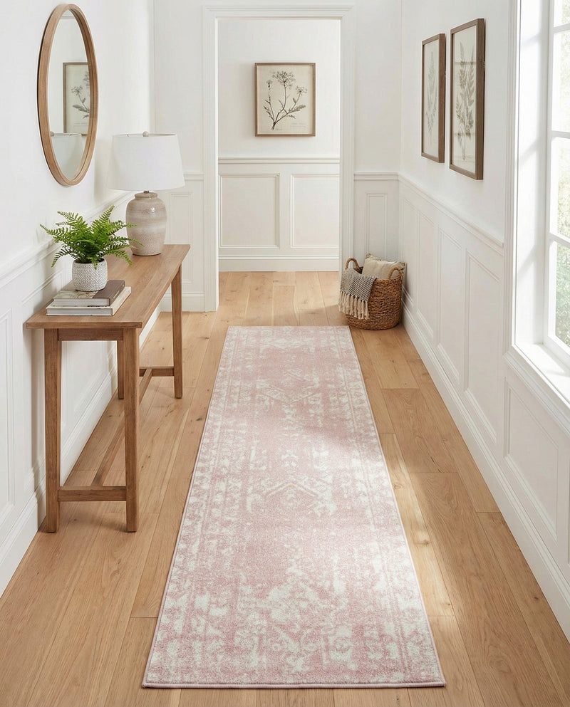Brighton Stripes Collection Area Rug - Sussex (Pink) Runner Pink  lifestyle 21