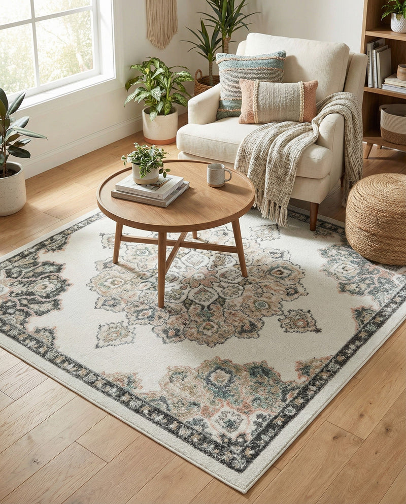 Beverly Grove Collection Area Rug - Melrose (Ivory) Square Ivory  lifestyle 63