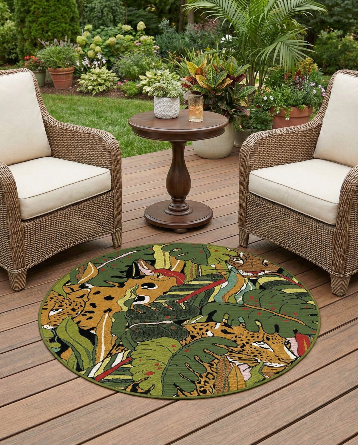 Seaside Blooms Collection Area Rug -  Sorrento Round Green  lifestyle 61