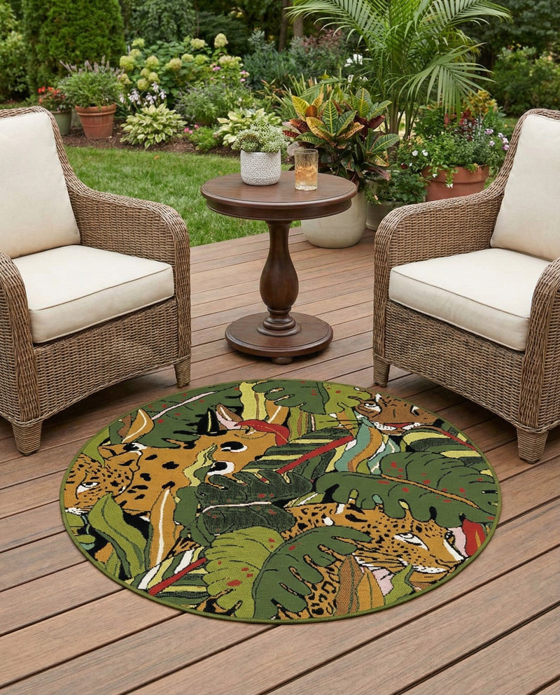Seaside Blooms Collection Area Rug -  Sorrento Round Green  lifestyle 61