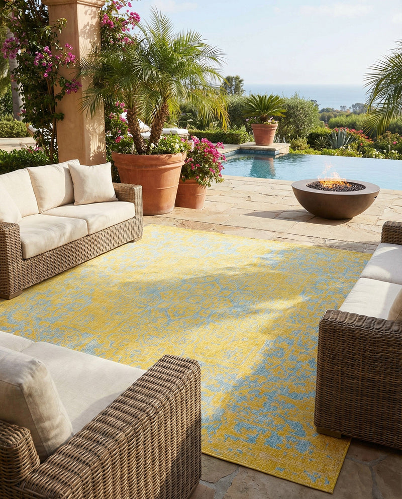 Urban Oasis Rugs Collection Area Rug -  Penthouse (Yellow and Aqua) Square Yellow and Aqua  lifestyle 43