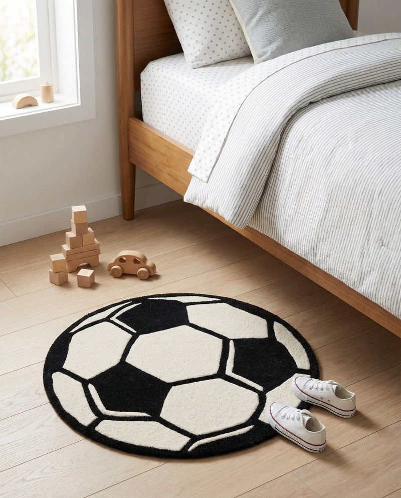 Whimsy Wonders Wool Collection Area Rug -  Volcano Round Black and White  lifestyle 15