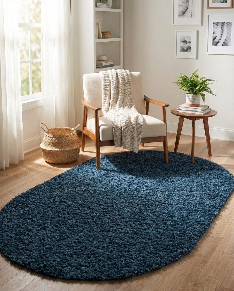 Alpine Plush Collection Area Rug -  Cortina (Marine Blue) Oval Marine Blue  lifestyle 28