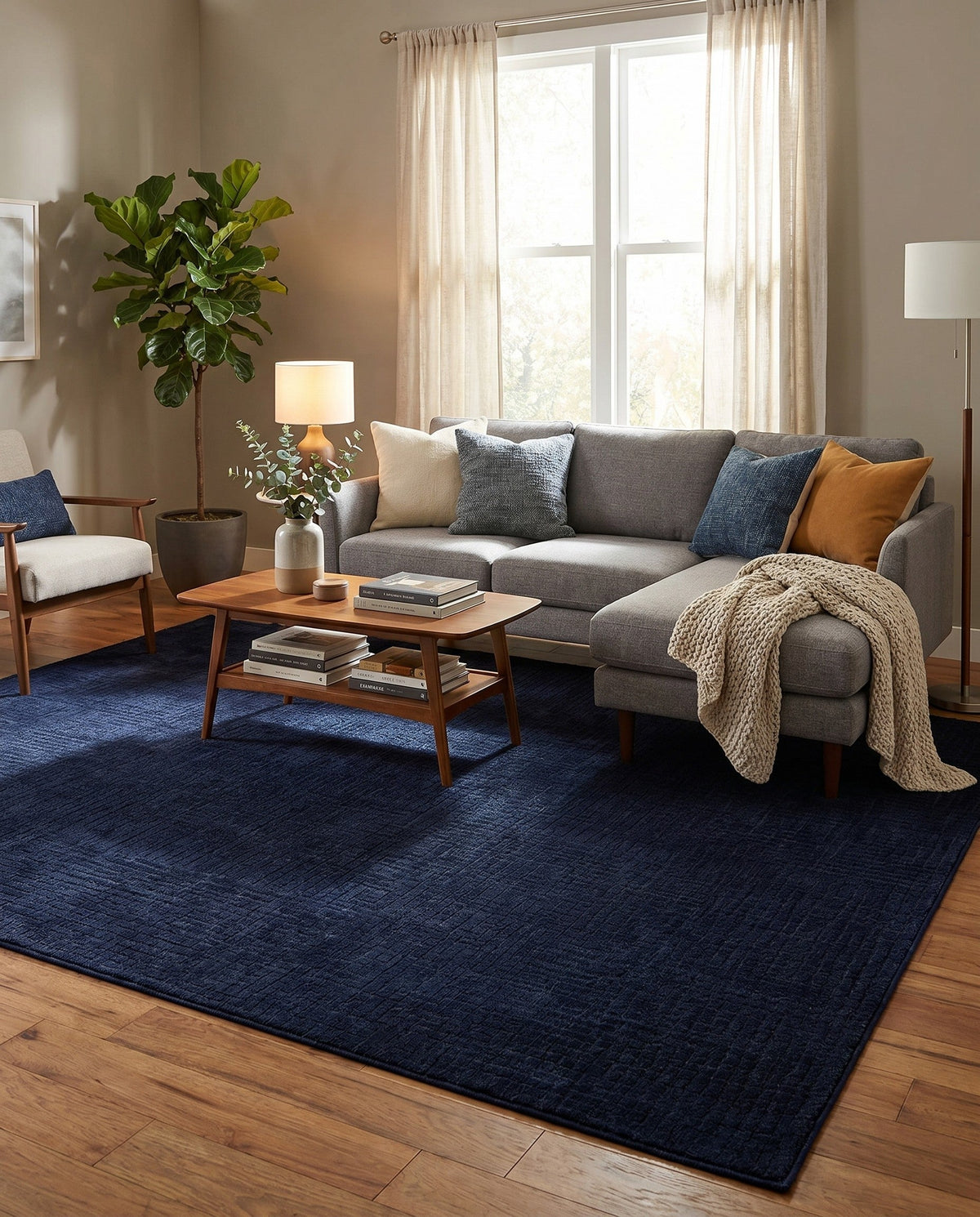Haven Tapestry Collection Area Rug - WhisperingFalls Rectangle Inkwell Blue  lifestyle 51
