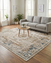 Coastal Manor Collection Area Rug -  Pierpoint Square Blue Cream  lifestyle 64