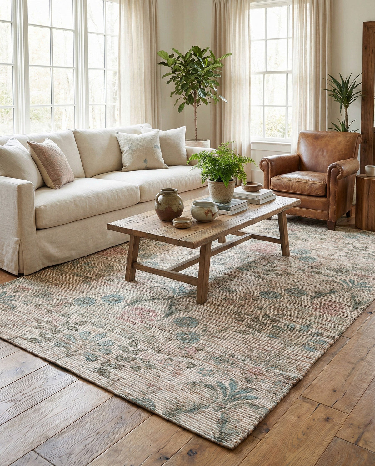 Savannah Threads Collection Area Rug -  Mendocino Rectangle Ivory  lifestyle 13