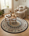 Persian Elegance Collection Area Rug -  Hamedan (Navy Blue) Round Navy Blue  lifestyle 90