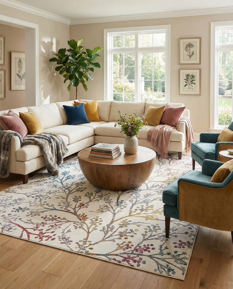 Meadow Breeze Collection Area Rug -  Sunbeam Rectangle Ivory  lifestyle 39