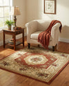 Versailles Elegance Collection Area Rug -  Louveciennes (Brick Red) Square Brick Red  lifestyle 33