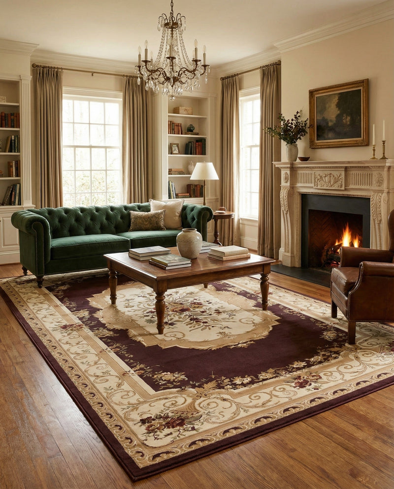 Versailles Elegance Collection Area Rug -  Louveciennes (Brown) Rectangle Brown  lifestyle 28