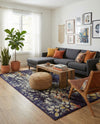 Venetian Tapestry Collection Area Rug - Murano Rectangle Navy Blue  lifestyle 32
