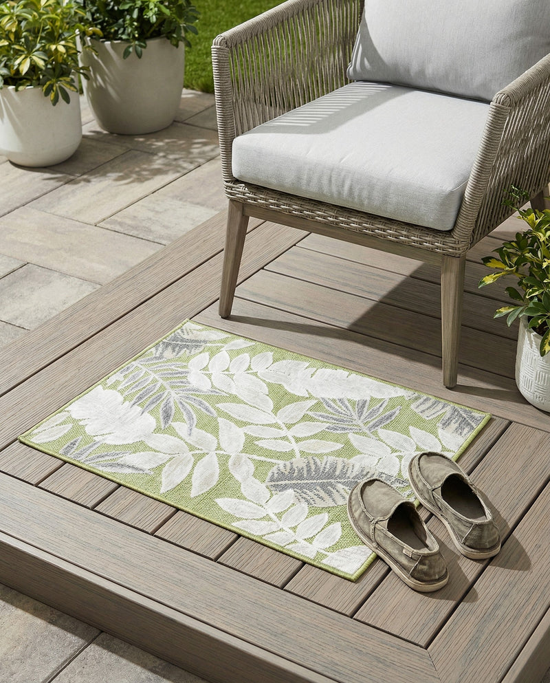 Seaside Blooms Collection Area Rug -  Serene Rectangle Green  lifestyle 15