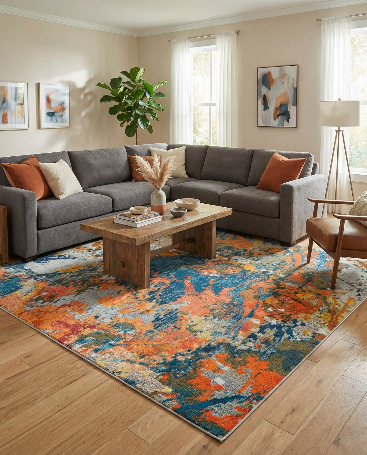 Colorburst Oasis Collection Area Rug -  Chroma Square Multi  lifestyle 87