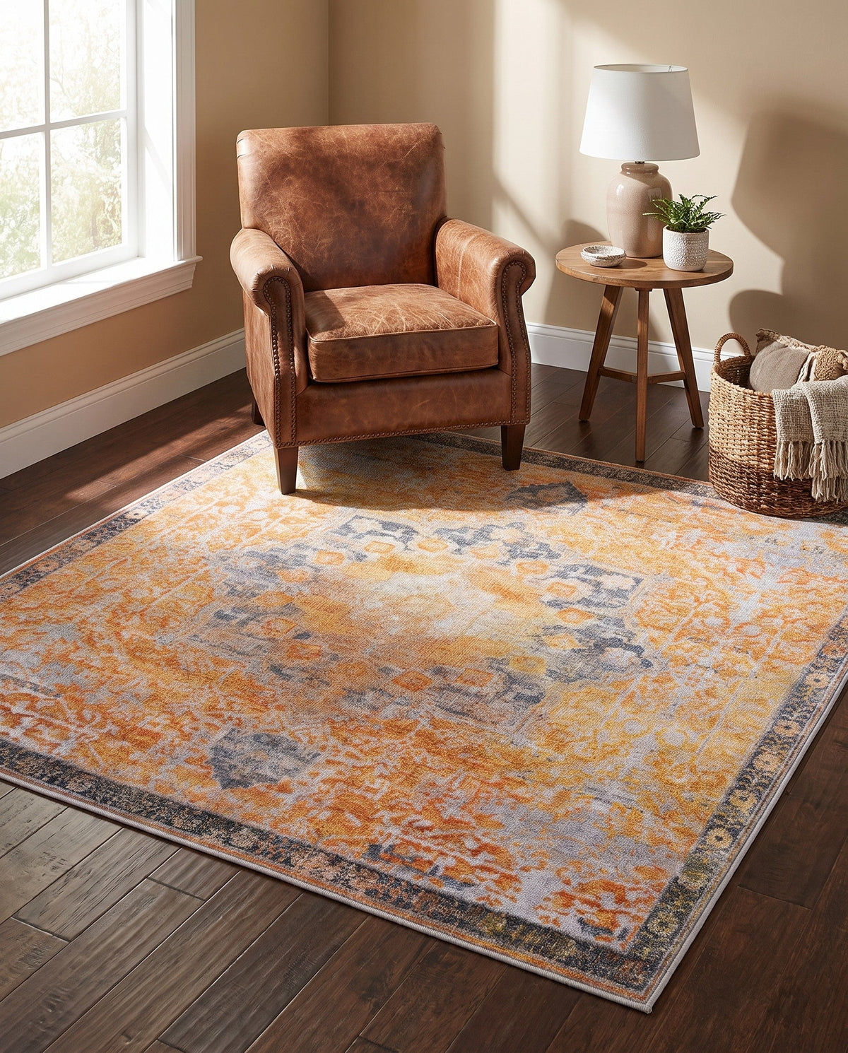 Baroque Era Collection Area Rug - Versailles (Tuscan Yellow) Square Tuscan Yellow  lifestyle 38