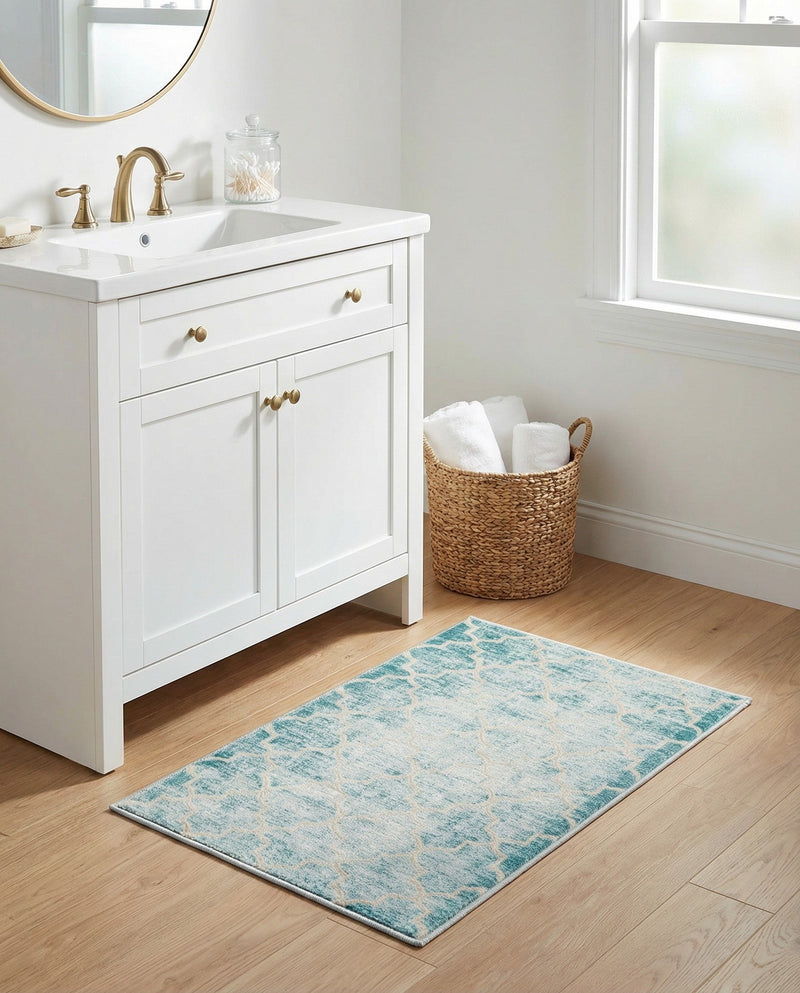 Metro Heights Collection Area Rug -  Midtown Rectangle Teal  lifestyle 3
