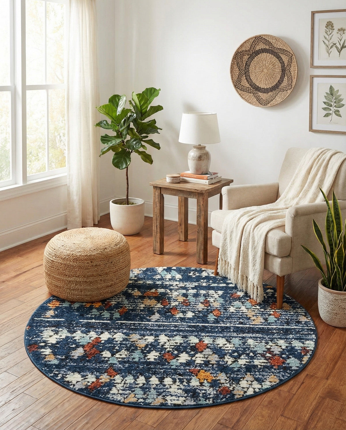 Tangier Treasures Collection Area Rug -  Marrakech Round Navy Blue  lifestyle 142