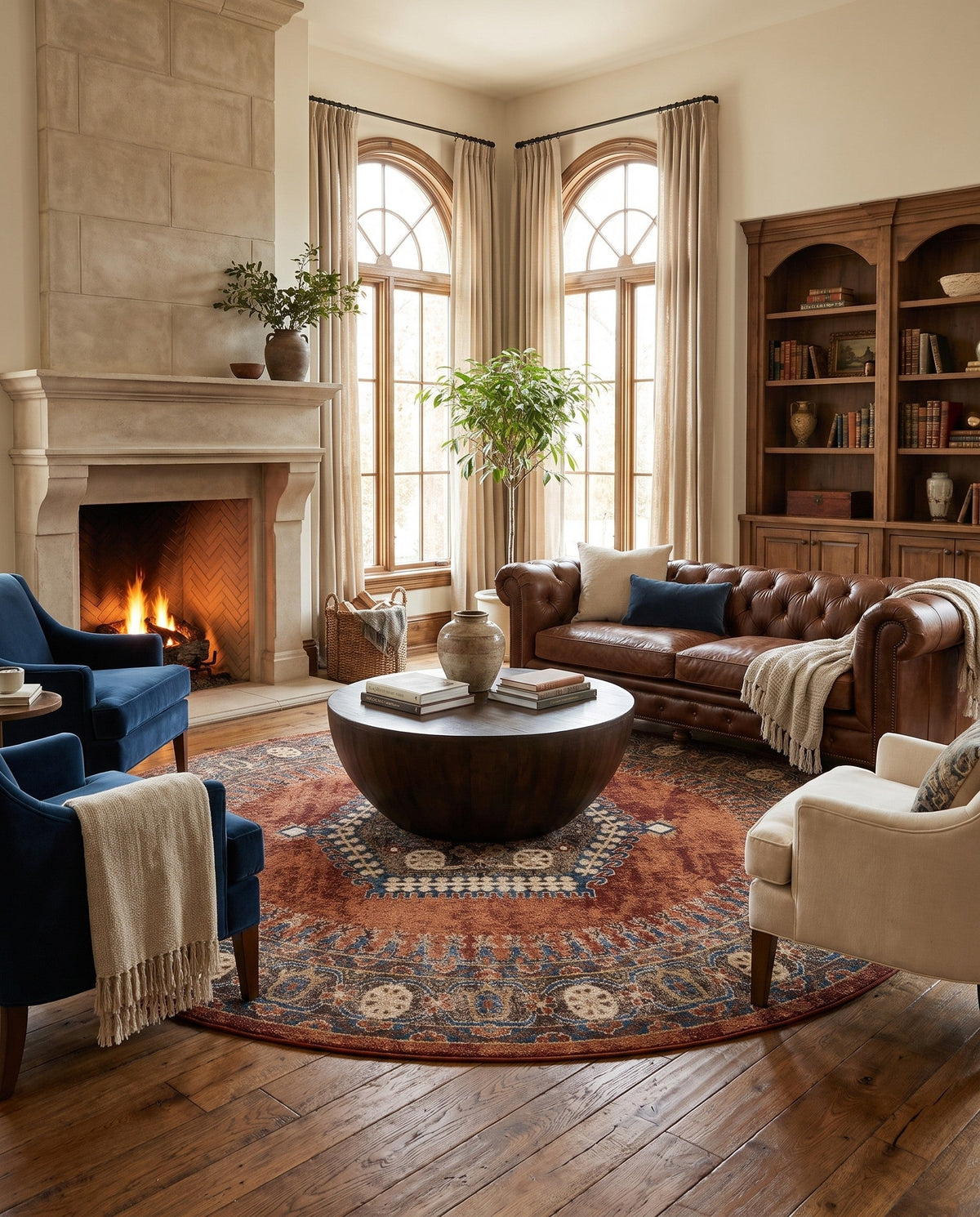 Eden Oasis Collection Area Rug -  Refuge (Terracotta) Round Terracotta  lifestyle 78