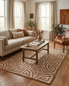Savannah Threads Collection Area Rug -  Thar Rectangle Light Brown and Ivory  lifestyle 48
