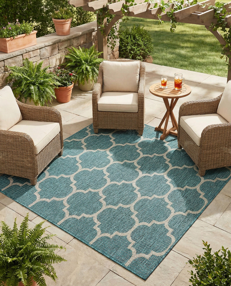 Savannah Pergola Collection Area Rug - Arbor (Teal) Square Teal  lifestyle 33