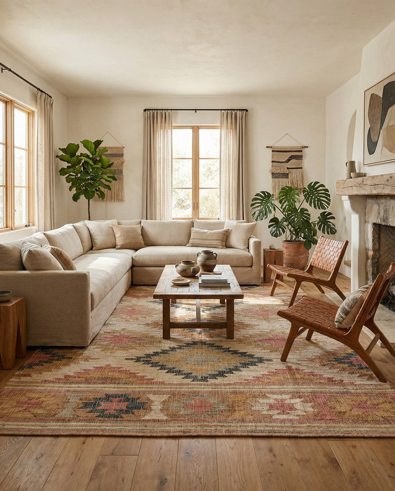 Desert Weave Jute Collection Area Rug - Sahara Rectangle Multi  lifestyle 24