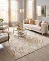 Hollywood Luxe Collection Area Rug -  Beverly (White Gold) Rectangle White Gold  lifestyle 6