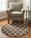 Lattice Gardens Collection Area Rug -  Bloomfield (Brown) Round Brown  lifestyle 35