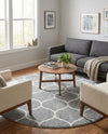 Trellis Mosaic Collection Area Rug -  Pergolatown (Light Gray) Round Light Gray  lifestyle 56