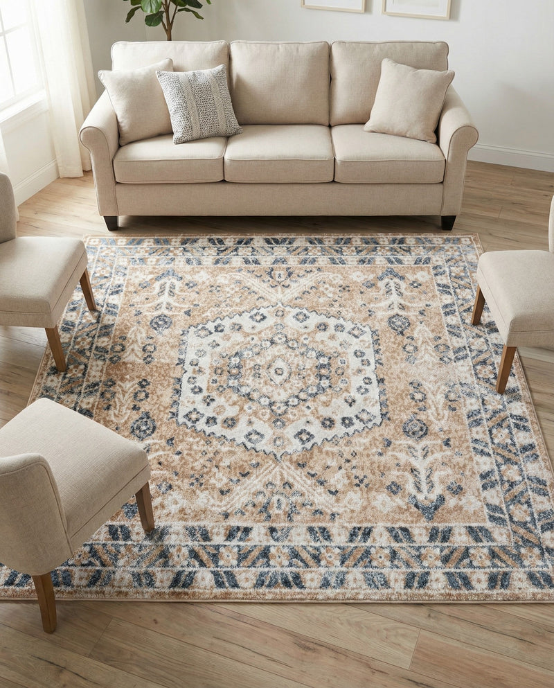 Cambridge Classics Collection Area Rug -  Pembroke (Beige) Square Beige  lifestyle 55