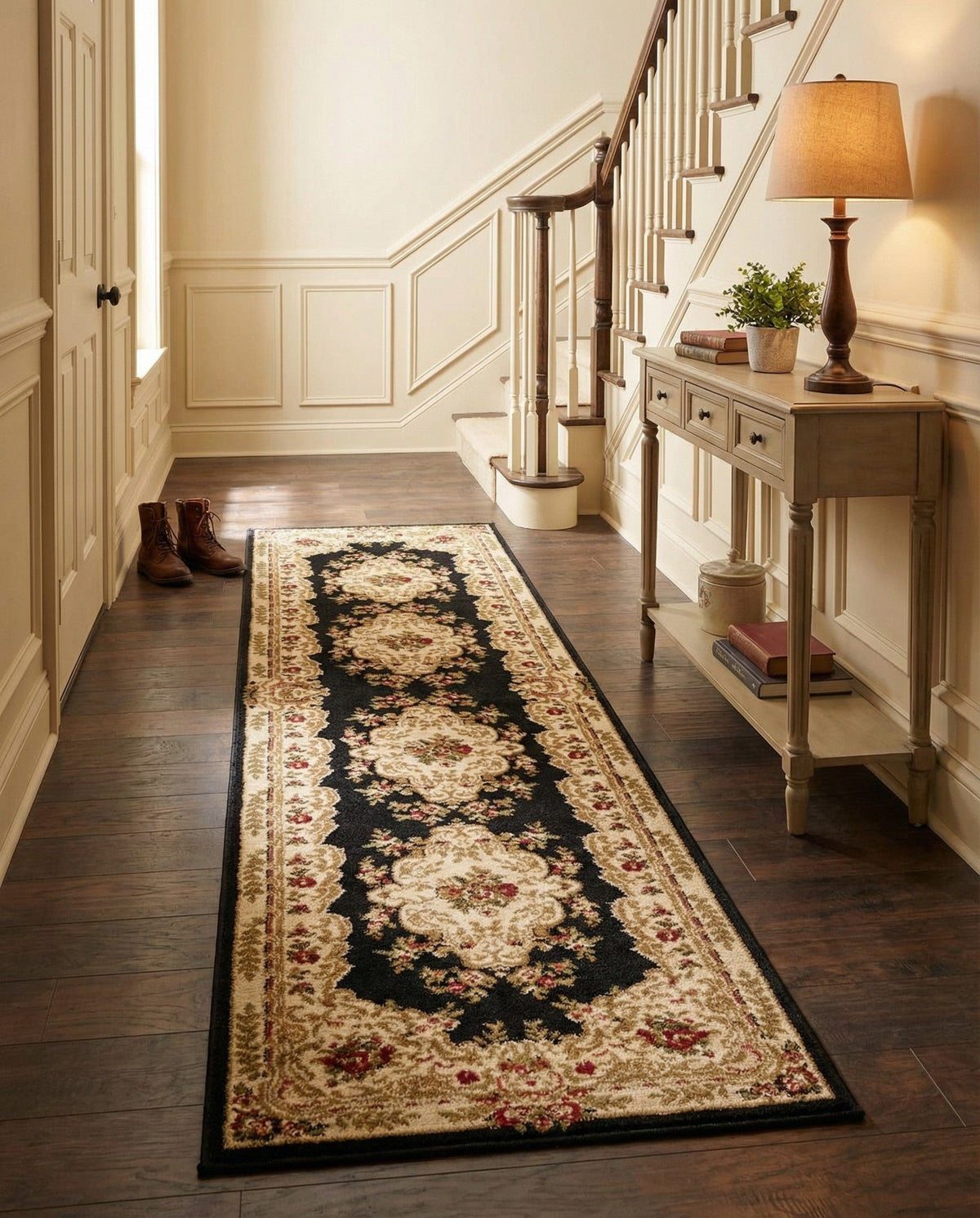 Versailles Elegance Collection Area Rug -  Vincennes Runner Black  lifestyle 74