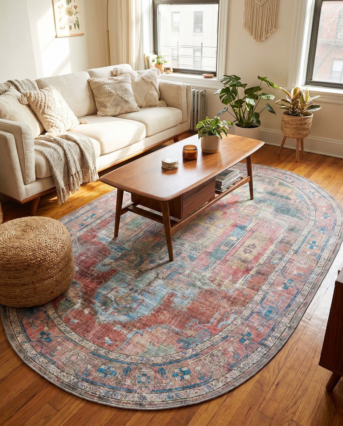 Zahara Oasis Collection Area Rug - Sahara Oval Multi  lifestyle 154